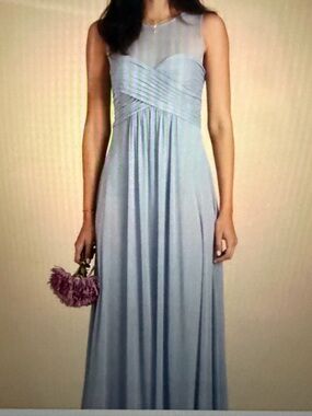 Birdy Grey Powder Blue Sleeveless Maxi Dress with Sheer Yoke